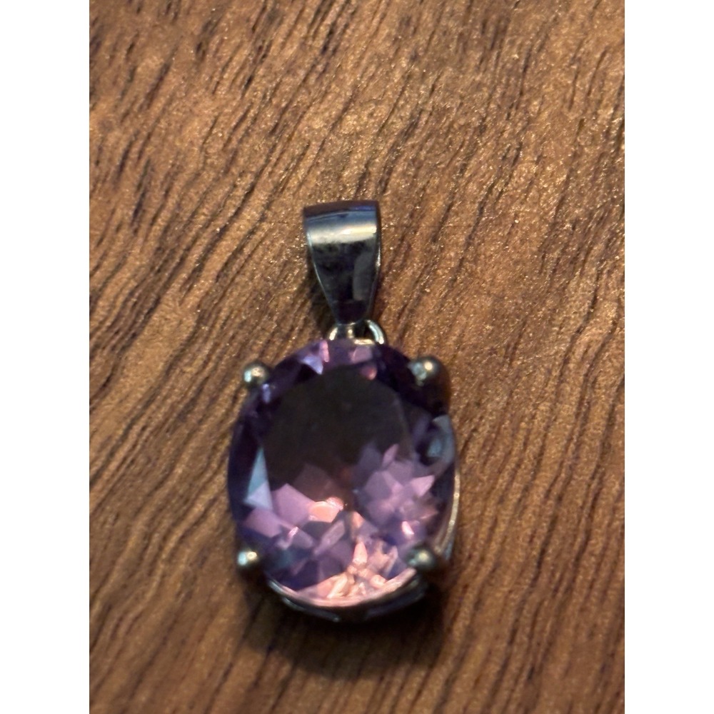 Sterling Silver Pendant with Oval Faceted Amethyst